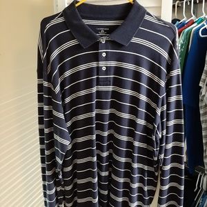 Lands' End Striped Long Sleeve Polo Shirt